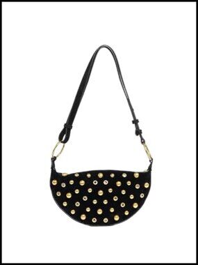 Women's Studded Suede Shoulder Bag - Punk Y2K Style with Adjustable Strap